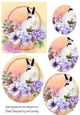 pretty bunny in a basket with purple flowers oval pyramids