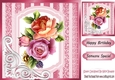 fancy pink lace ornate corner card front 8x8 with roses
