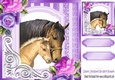 fancy purple lace ornate corner card front 8x8 with horses