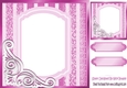 fancy cerise lace ornate corner card front 8x8 