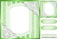 Pretty lace corners green ornate card front 8x8