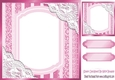 Pretty lace corners pink ornate card front 8x8