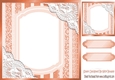 Pretty lace corners orange ornate card front 8x8