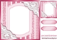 Pretty lace corners pastel pink ornate card front 8x8