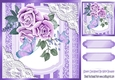 lace corners purple ornate card front 8x8 with watercolour roses