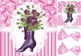 pretty vintage boot with pink flowers on lace 8x8
