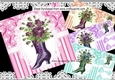  4 pretty vintage boots with flowers on lace card 8x8 mini kit