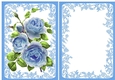 pretty blue roses with insert in ornate A5 frame