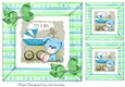 Cute puppy with pram in stripe 8x8 card