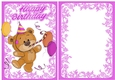 Birthday bear with balloons (pink) A5