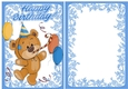 Birthday bear with balloons (blue) A5