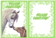 Lovely horse with baby foal A5 with insert (green)