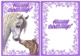 Lovely horse with baby foal A5 with insert (purple)