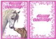 Lovely horse with baby foal A5 with insert (pink)