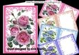 4 pretty A5 Coloured Roses with insert in ornate frame Mini kit