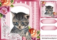 Cute little kitty with roses 8x8 frame