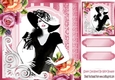 Lady in hat with roses 8x8 frame card front with insert/verse/topper