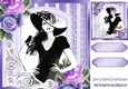 Lady in hat with purple roses 8x8 frame card front with insert/verse/topper
