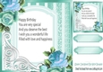 turq roses 8x8 frame card front with insert/verse/topper