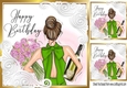 Birthday Girl Celebrations 8x8 Green