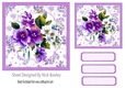 Pretty purple and white flowers in floral frame 7x7