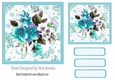 Pretty turq and white flowers in floral frame 7x7