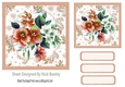 Pretty peach and white flowers in floral frame 7x7