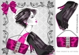 Lady in pink with Accesories 8x8 in ornate frame
