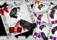 4 Ladies in colours with Accesories 8x8 in ornate card fronts mini kit