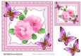 Pretty pink flowers and butterflies in ornate frame 7x7
