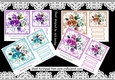 4 Pretty coloured flowers in frames 7x7 card fronts mini kit
