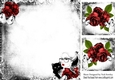 Lady with black cat red rose modern/gothic 8x8 insert