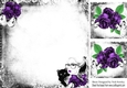 Lady with black cat purple rose modern/gothic 8x8 insert