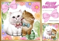 Kittens cuddling in pretty flower frame 8x8