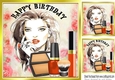 Pretty lady with orange makeup and mascara 8x8