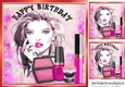 Pretty lady with pink makeup and mascara 8x8