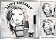 Pretty lady with silver makeup and mascara 8x8
