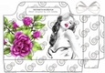lady with diamante tote gift bag with, pink roses