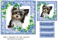 Blue lace frame with flowers and a puppy7x7