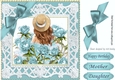 Pretty with turq roses and bow 8x8