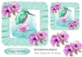 Pretty water colour turq king fisher flowers frill frame 7x7