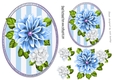 pretty blue and white flowers on oval stripe toppers