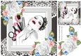 Pretty elegant lady with roses in ornate frame 8x8 (two)