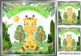 Cute Giraffe in a jungle frame card front 8x8 (two)