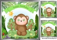 Cute Monkey in a jungle frame card front 8x8 (three)