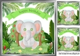 Cute Ele in a jungle frame card front 8x8 (four)