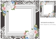 Pretty black/white lace ornate frame card front/insert 8x8