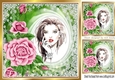 Elegant lady with pretty pink roses 8x8 (two)