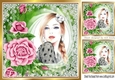 Elegant lady with pretty pink roses 8x8 (three)