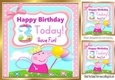Cute girl peppa pig with pink bow (3rd ) Birthday 8x8